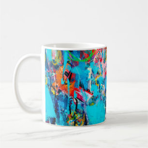 Hand drawn modern Multi Colored mixed media art c Coffee Mug