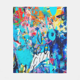 Hand drawn modern Multi Colored mixed media art c Fleece Blanket