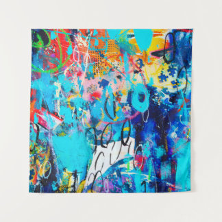  Hand drawn modern Multi Coloured mixed media art  Tapestry