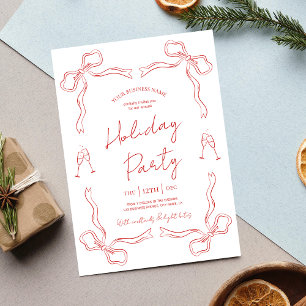 Hand Drawn Modern Red Holiday Business Staff Party Invitation