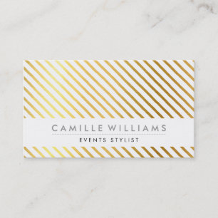 HAND DRAWN modern rustic stripes pattern gold foil Business Card