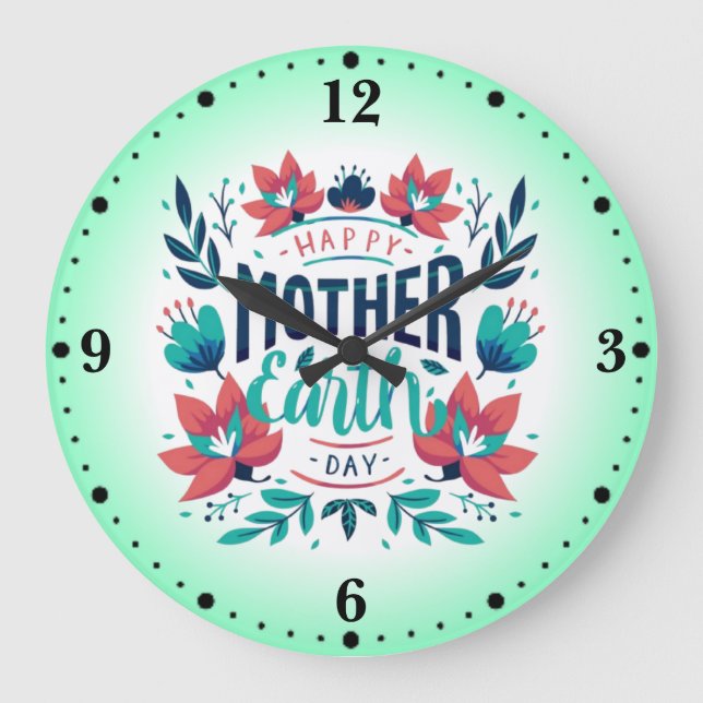 Hand Drawn Mother Earth Day Design-23184 Large Clock (Front)