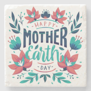 Hand Drawn Mother Earth Day Design-23184 Stone Coaster