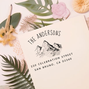 Hand Drawn Mountain Family Name & Return Address Self-inking Stamp