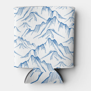 Hand-Drawn Mountain Landscape Pattern. Can Cooler