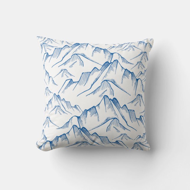 Hand-Drawn Mountain Landscape Pattern. Cushion (Front)