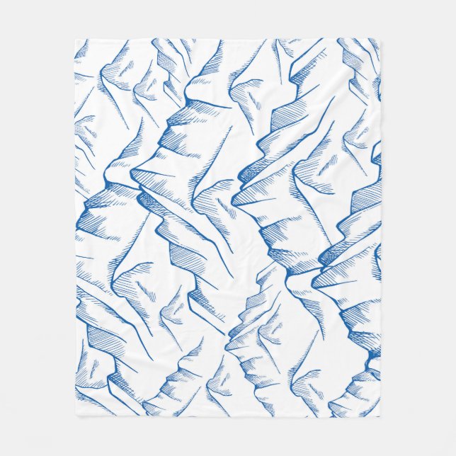 Hand-Drawn Mountain Landscape Pattern. Fleece Blanket (Front)