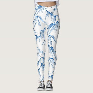 Hand-Drawn Mountain Landscape Pattern. Leggings
