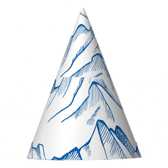 Hand-Drawn Mountain Landscape Pattern. Party Hat (Front)