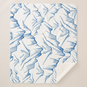 Hand-Drawn Mountain Landscape Pattern. Sherpa Blanket