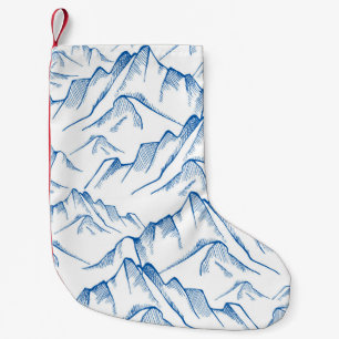 Hand-Drawn Mountain Landscape Pattern. Small Christmas Stocking