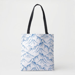 Hand-Drawn Mountain Landscape Pattern. Tote Bag