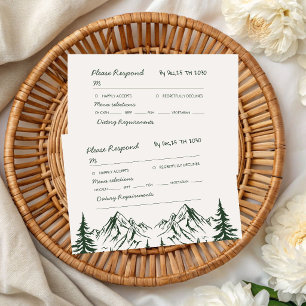 Hand Drawn Mountain Summer Wedding RSVP Card