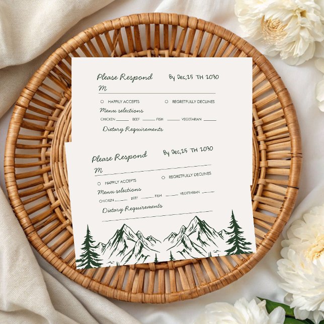 Hand Drawn Mountain Summer Wedding RSVP Card (Creator Uploaded)
