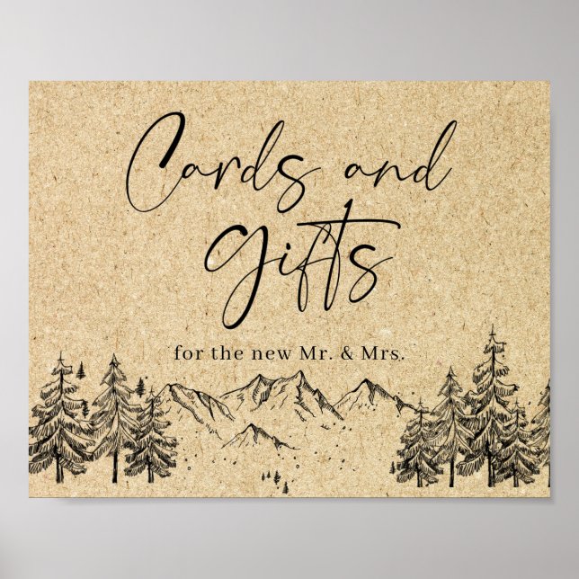 Hand Drawn Mountains Cards & Gifts Wedding Sign (Front)