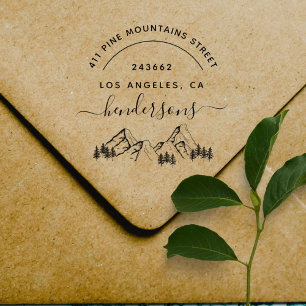 Hand-drawn Mountains Elegant Return Address Rubber Stamp