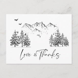 Hand Drawn Mountains Forest Thank You Postcard