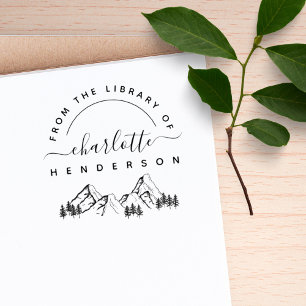 Hand-drawn Mountains Modern From The Library Book Rubber Stamp