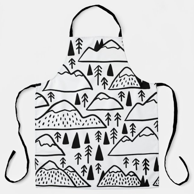 Hand drawn mountains set. collection with mountain apron (Front)