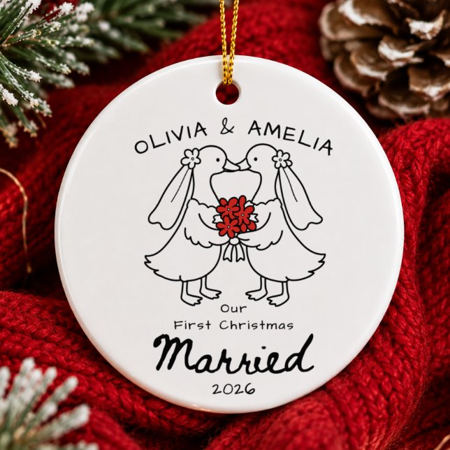Hand Drawn Mrs & Mrs Christmas Ornament (Creator Uploaded)