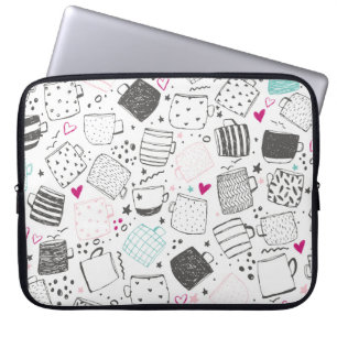 Hand-drawn mug pattern, seamless design. laptop sleeve