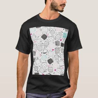 Hand-drawn mug pattern, seamless design. T-Shirt