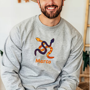 Hand drawn multicoloured funny snakes design sweatshirt