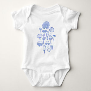 Hand Drawn Mushrooms Collage Baby Bodysuit