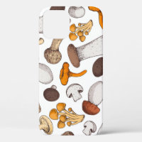 Hand-drawn mushrooms: food background.