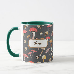 Hand-Drawn Mushrooms Personalised Forager Mug