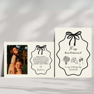 Hand Drawn My Bridemaid On My Wedding Day Photo Invitation