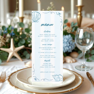 Hand Drawn Nautical Seashell Coastal Wedding Menu