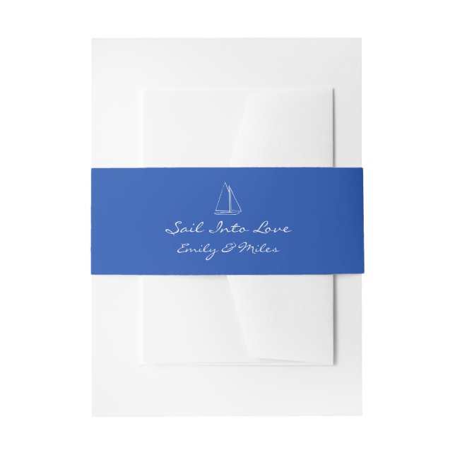 Hand Drawn Nautical Wedding Invitation Belly Band (Front Example)