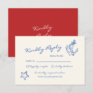 Hand Drawn Nautical Wedding RSVP Enclosure Card