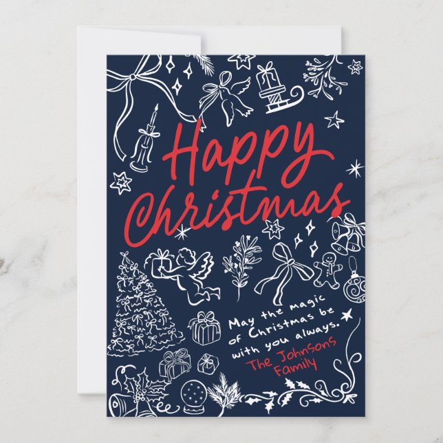 Hand Drawn Navy Christmas Card  (Front)