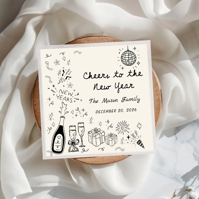 Hand Drawn New Year's Eve Party Napkins  (Creator Uploaded)