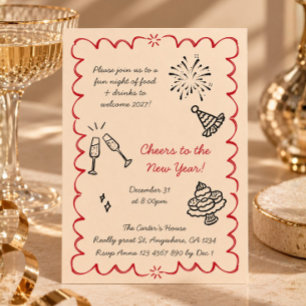 Hand Drawn New Year's Eve Party Scribble 2027 Invitation