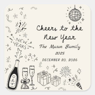 Hand Drawn New Year's Eve Party Sticker