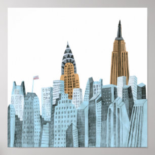 Hand Drawn New York City, NY Poster