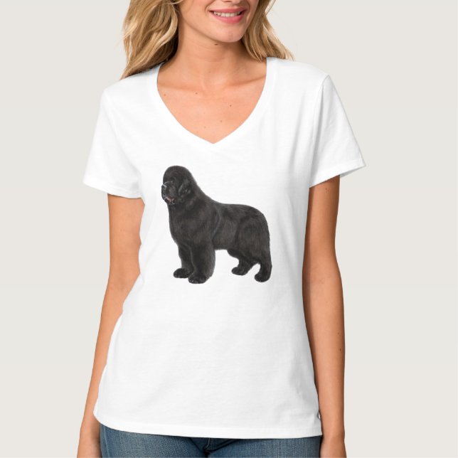 Hand Drawn Newfoundland Dog Artwork T-Shirt (Front)