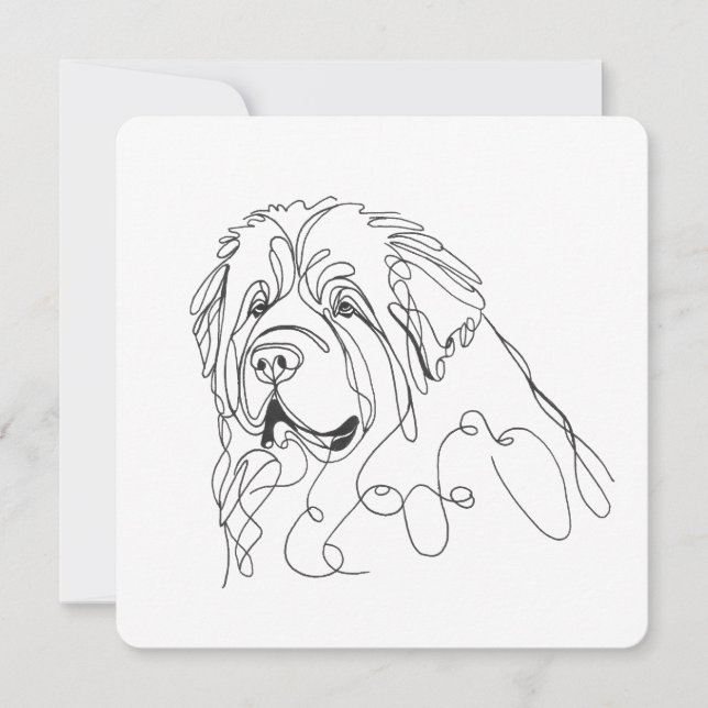 Hand Drawn Newfoundland Minimalist Line Art Invitation (Front)