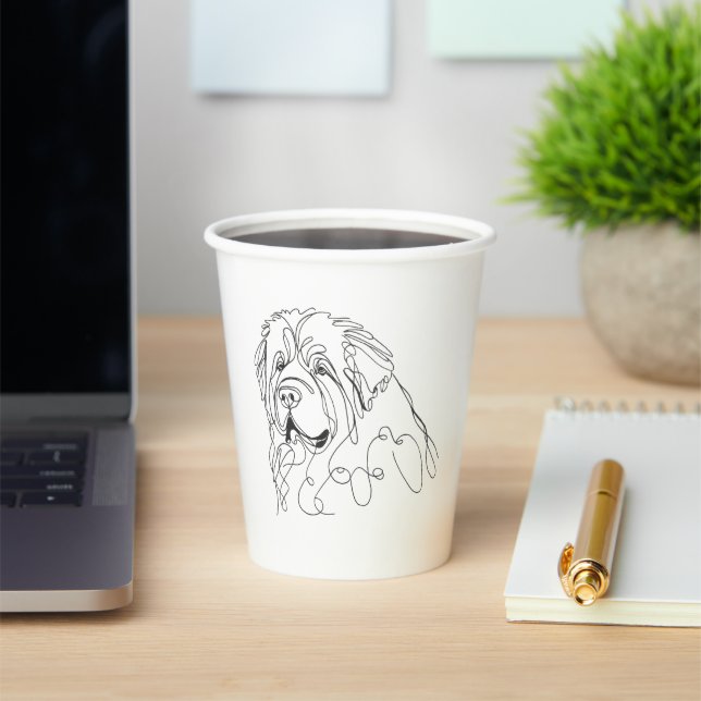 Hand Drawn Newfoundland Minimalist Line Art Paper Cups (Insitu)