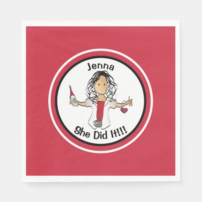 Hand Drawn Nurse Medical School Graduation Napkins (Front)