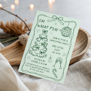 Hand Drawn Oh What Fun Christmas Party Invitation
