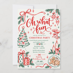 Hand Drawn Oh What Fun Christmas Party Invitation