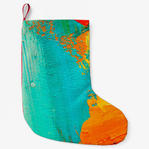 Hand drawn oil painting. Abstract art background.  Small Christmas Stocking
