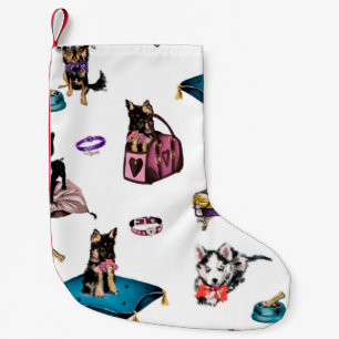 Hand drawn oil painting cute cartoon seamless patt small christmas stocking