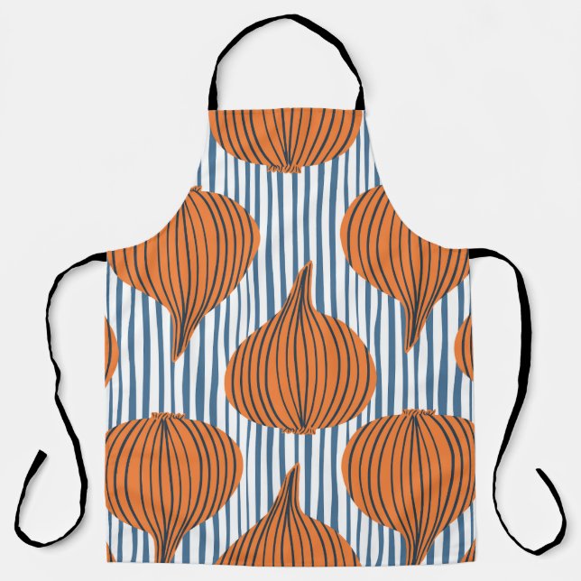 Hand-drawn onion bulbs, organic wallpaper apron (Front)