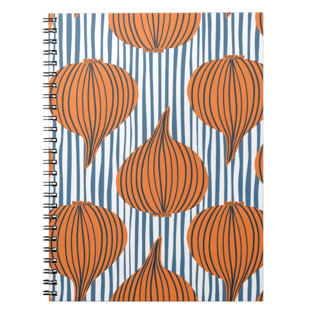 Hand-drawn onion bulbs, organic wallpaper notebook (Front)