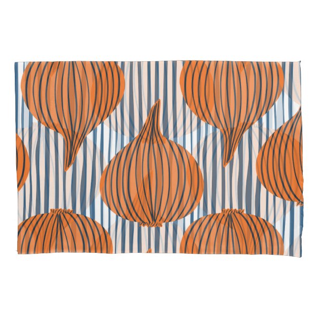 Hand-drawn onion bulbs, organic wallpaper pillowcase (Front)
